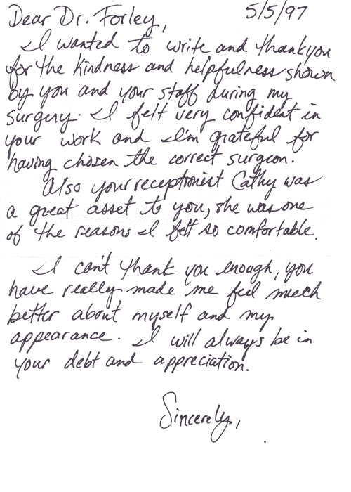 Written Testimonials: letters from Dr. Forley's - patient 12