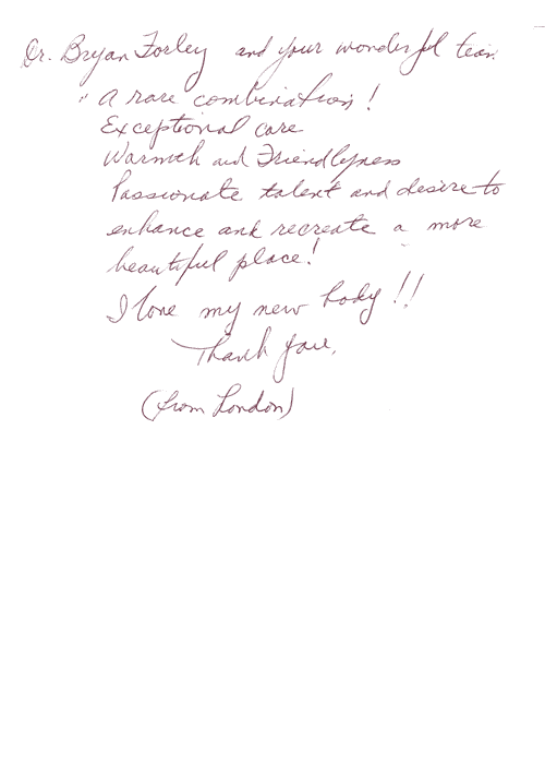 Written Testimonials: letters from Dr. Forley's - patient 20