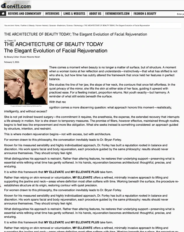 THE ARCHITECTURE OF BEAUTY TODAY. The Elegant Evolution of Facial Rejuvenation